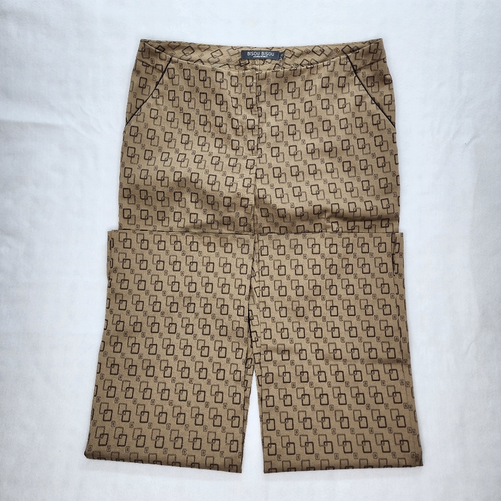 Bisou Bisou Michele Bohbot Dress Pants Women's Size 8 Tan Split Hem